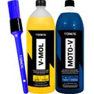 Kit Shampoo Lava Autos Detergente Automotivo Limpeza Pesada Pré Lavagem V-Mol Moto-v Motomol 1,5l Pincel Vonixx