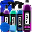 Kit Shampoo Neutro Automotivo V-Floc Limpador Sintra Fast Revitalizador Restaurax Cera Liquida Blend Spray Vonixx + Acessórios