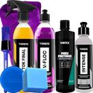 Kit shampoo neutro vfloc cera tok final revitalizador de plasticos intense 240ml vonixx pretinho vintex