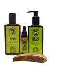 Kit Shampoo para Barba + Balm para Barba + Oleo para Barba - Muchacho Citric + Pente de Madeira Muchacho Curvo