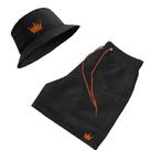 Kit Short Praia + Chapeu Bucket Hat Masculino Com Cordao Colorido