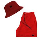 Kit Short Praia + Chapeu Bucket Hat Masculino Com Cordao Preto