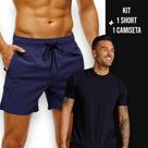 Kit Short Tactel TRAINING Bermuda + Camiseta MASCULINA ALGODÃO Corrida Fitness Academia 302