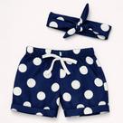 Kit Shorts com Faixinha Estampada para Bebê Menina Cor:Azul MarinhoTamanho:0-3M
