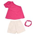 Kit Shorts e Blusa de Uma Manga Lisa e Faixa de Cabelo Kit Shorts e Blusa de Uma Manga Lisa e Faixa de Cabelo