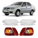 Kit Siena G3 Par Lente Farol + Par Lanterna Traseira Bicolor + Par Aplique Lanterna Tampa Traseira 2004 A 2010