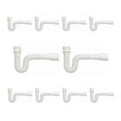 Kit Sifão Extensível Sanfonado com 10 unidades PVC Branco Até 70cm Cozinha Pia Banheiro Tanque Universal