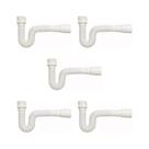 Kit Sifão Extensível Sanfonado com 5 unidades PVC Branco Até 70cm Cozinha Pia Banheiro Tanque Universal