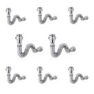 Kit Sifão Extensível Sanfonado Flexível com 8 unidades PVC Cromado Brilhante Até 70cm Cozinha Pia Banheiro Tanque Universal