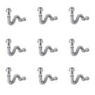 Kit Sifão Extensível Sanfonado Flexível com 9 unidades PVC Cromado Brilhante Até 70cm Cozinha Pia Banheiro Tanque Universal
