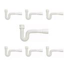 Kit Sifão Sanfonado Extensível com 7 unidades PVC Branco Até 70cm Cozinha Pia Banheiro Tanque Universal