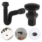 Kit Sifão Universal Preto com Válvula Click Up Lavatório Cuba Vidro Louça