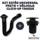 Kit Sifão Universal Preto + Válvula Click-Up Tanque Cuba