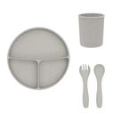 Kit Silicone Platinum Sand - Prato com Divisorias + Talher + Copo - Kikka Boo