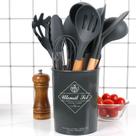 Kit Silicone Utensílios de Cozinha Conjunto 12 Pcs. PRETO