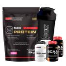 Kit Six Protein 2kg + 2x BCAA 4,5 100g + 2x Power Creatine 100g + Coqueteleira Bodybuilders