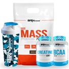 KIT Size Mass 3kg + Creatina 100g + BCAA Fit 100g Tangerina + Coqueteleira - BRN Foods
