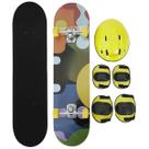 Kit Skate Infantil Juvenil Semi Profissional Até 50kg E Kit Proteção Capacete Colorido Kit Skate Infantil Juvenil Semi Profissional Até 50kg E Kit Proteção Capacete Colorido