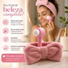 Kit Skincare Faixa Laço e Escova Facial Silicone Limpeza de Pele Massageadora