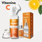 Kit Skincare Mousse Espuma de Limpeza Facial Vitamina C e Sérum Clareador Manhcas Anti Envelhecimento Dermachem