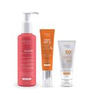 Kit Skincare Pele Madura e Normal com Protetor Solar FPS50 e Vitamina C Efeito Glow Extratos da Terra