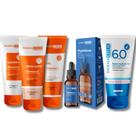 Kit Skincare Vitamina C Anti Idade Clareador Dermachem, Sérum Peptídeos Anti Olheiras e Linha de Expressão , Protetor Solar Facial Sem Cor FPS60