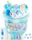 Kit Slime Okaybee Mermaid Blue Clear 300 ml para crianças de 8 a 12 anos