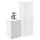 Kit Smile Banheiro Lavabo 2 Pçs Dispenser Porta Escova Tampa