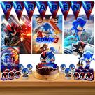 Kit só um bolinho decoração Sonic 3 Aniversário festa em casa banner, topo bolo - 50 Peças