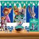Kit só um bolinho decoração Zootopia 2 Aniversário festa em casa, topo bolo - 35 Peças