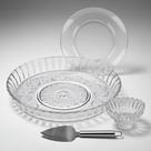 Kit Sobremesa Bowls Prato Boleira Borda Espatula Pudim Bolo Servir 6 Pessoas