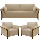 Kit Sofá 03 Lugares 222Cm Com 02 Poltronas M03 Bege Escuro Kit Sofá 03 Lugares 222Cm Com 02 Poltronas M03 Bege Escuro