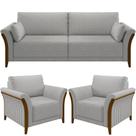 Kit Sofá 03 Lugares 222Cm Com 02 Poltronas M03 Cinza