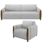 Kit Sofá 03 Lugares 223Cm Com Poltrona M03 Cinza