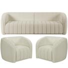 Kit Sofá 04 Lugares Para Sala 252 Cm Com 02 Poltronas Lazio M03 Bouclê Bege Claro - Lyam Decor Kit Sofá 04 Lugares Para Sala 252 Cm Com 02 Poltronas Lazio M03 Bouclê Bege Claro - Lyam Decor