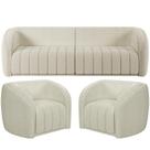 Kit Sofá 04 Lugares Para Sala 252 cm com 02 Poltronas Lazio M03 Bouclê Bege Claro - Lyam Decor Kit Sofá 04 Lugares Para Sala 252 cm com 02 Poltronas Lazio M03 Bouclê Bege Claro - Lyam Decor
