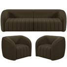 Kit Sofá 04 Lugares Para Sala 292 cm com 02 Poltronas Lazio M03 Veludo Marrom - Lyam Decor