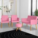 Kit Sofá 1 Namoradeira 2 Poltronas Puff para Sala de Espera recepção clinica 4 lugares resistente sala pequena