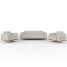 Kit Sofá 2 Lugares 150cm Com 2 Poltronas Molino Pés D'ouro D02 Linho Cru C-443 - Lyam Decor