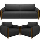 Kit Sofá 2 Lugares 168Cm Com 02 Poltronas Flora M03 Preto