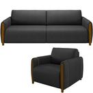 Kit Sofá 2 Lugares 168Cm Com Poltrona Flora M03 Preto