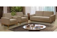 Kit Sofá 2 Lugares 1,80m e 2 Poltronas Living Lavinia Linho Bege Adonai Estofados