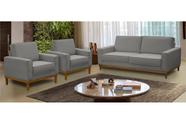 Kit Sofá 2 Lugares 1,80m e 2 Poltronas Living Lavinia Linho Cinza Adonai Estofados