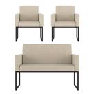 Kit Sofá 2 Lugares + 2 Poltronas para Recepção Sala Balaqui