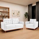 Kit Sofá 2 Lugares e 1 Poltrona Luxo Moderno Sala de Estar Bouclé Samuel