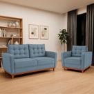 Kit Sofá 2 Lugares e 1 Poltrona Luxo Moderno Sala de Estar Linho Samuel
