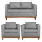 Kit Sofa 2 Lugares e 2 Poltronas Europa Bouclé Cinza - Amarena Móveis