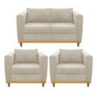 Kit Sofá 2 Lugares e 2 Poltronas Europa Suede Bege AM Decor
