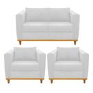 Kit Sofá 2 Lugares e 2 Poltronas Europa Suede Branco AM Decor