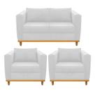 Kit Sofá 2 Lugares e 2 Poltronas Europa Suede Branco Amarena Móveis